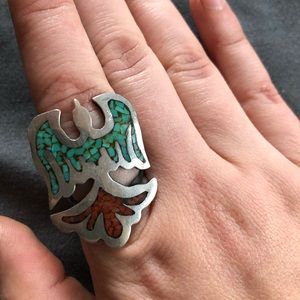 Real turquoise & coral ring!